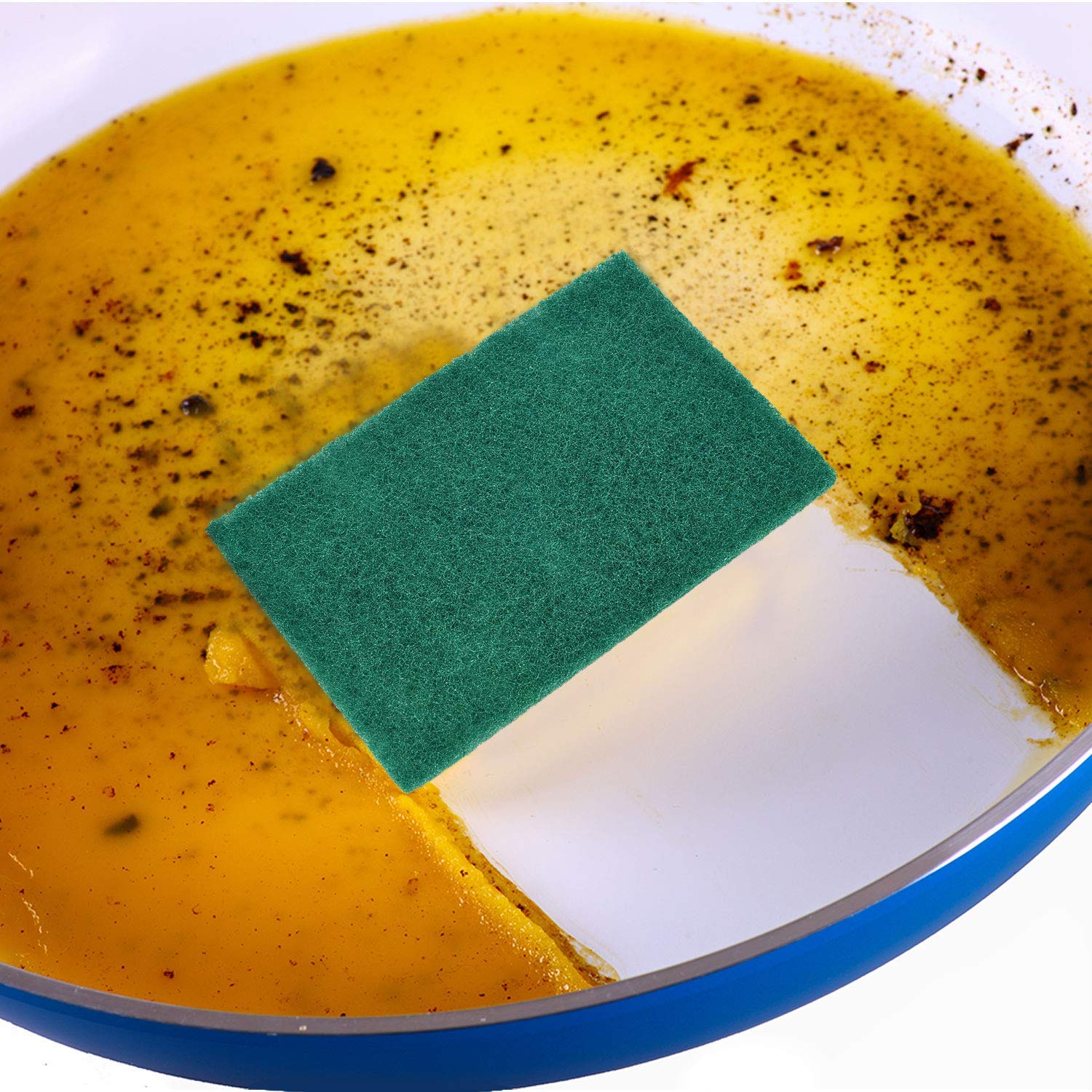 10 fibre abrasive per la pulizia di cucina, piatti, bagno, casa, grandi, resistenti, antigraffio, spugne per piatti, colore: verde