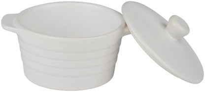 Set 2 Mini Casseruole con Coperchio 13x10cm 210ml - Tegami Individuali Forno Ceramica Porcellana - Ideali Porzioni Singole Dessert Gratinati