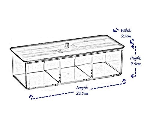 Alpina - Rectangular Bamboo Cosmetic Organizer, 23.4 x 9.5 x 7 cm