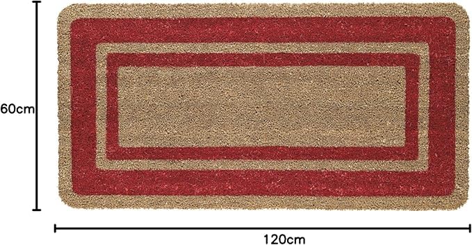 Zerbino Cocco Naturale Bordo Decorativo - Antiscivolo Interno/Esterno - 4 Dimensioni 3 Colori