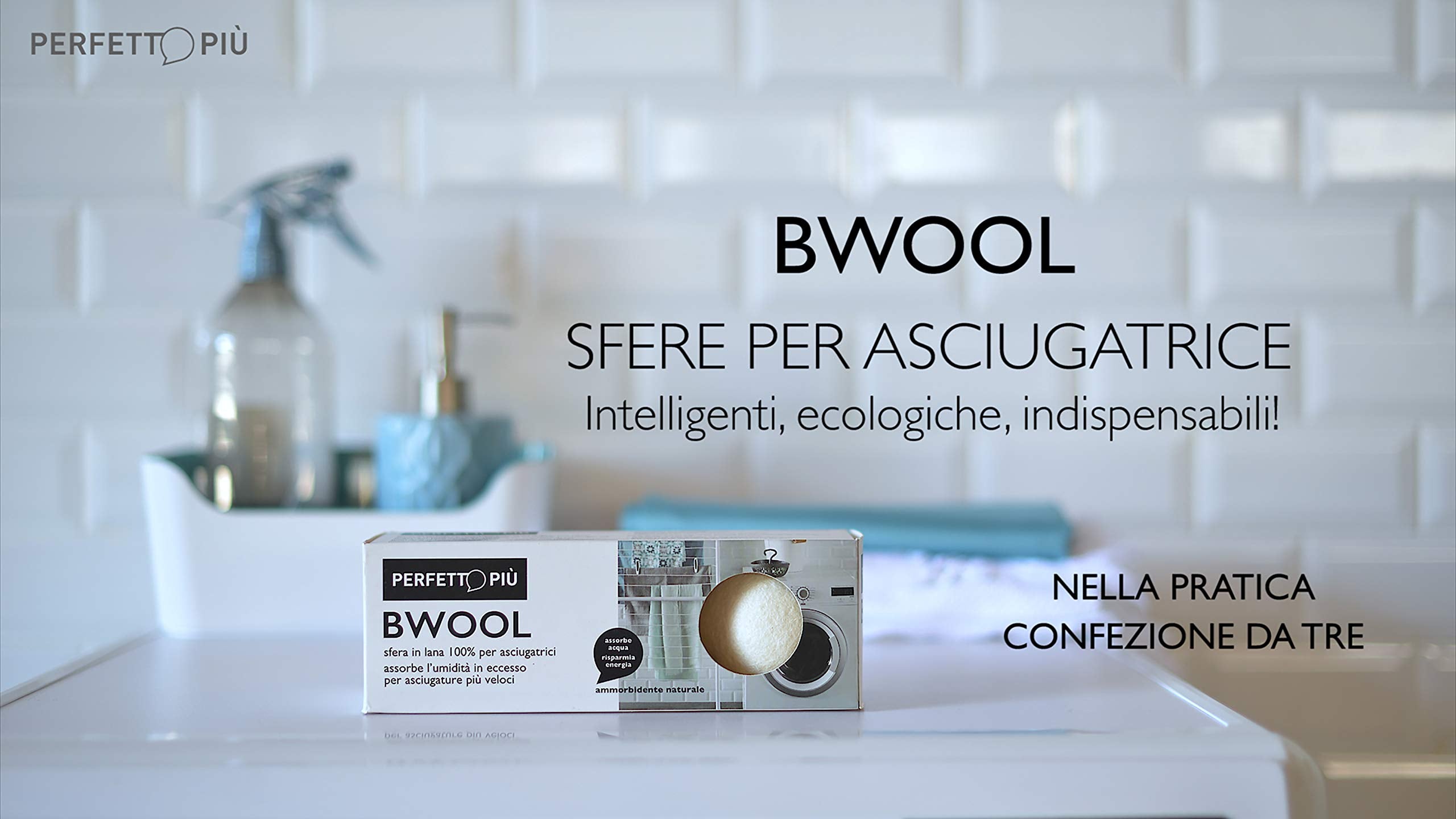 Sfere Asciugatrice Bwool – 100% Lana Nuova Zelanda, Set 3 Pezzi