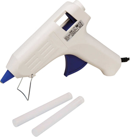 PISTOLA COLLA A CALDO 40 W PISTOLA INCOLLATRICE CON 6 COLLA STICK TRASP. DA 11X200 MM+ 2 COLLA STICK 11X100 PER USO ESTERNO