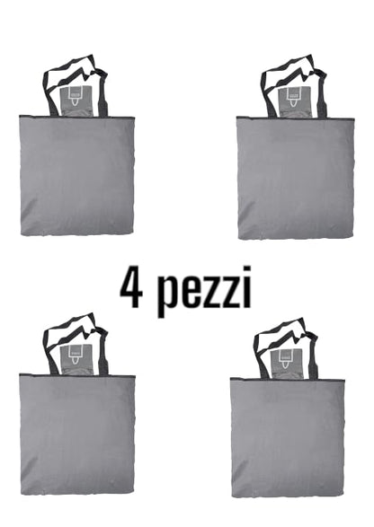 Set 4 Borse Pieghevoli Riutilizzabili Poliestere Multicolor - Lavabili Ecologiche Salvaspazio