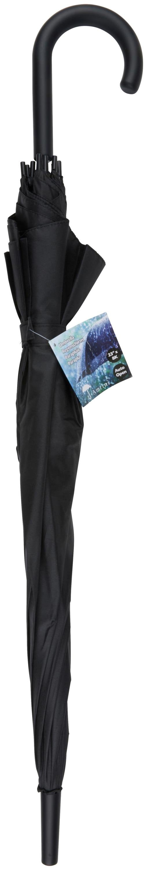 Ombrello Automatico 23 Pollici con Manico Curvo Ergonomico - Apertura Rapida Antivento Resistente - Nero Grigio Blu - Uomo Donna Viaggio