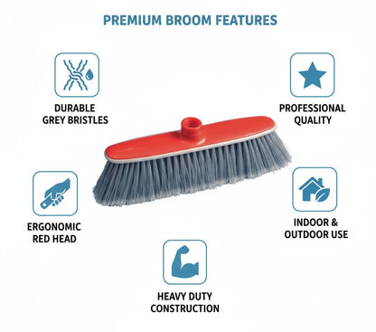 Scopa Professionale con Setole Grigie, Alta Densità, Manico Incluso, per Uso Intensivo Domestico e Commerciale, Ideale per Pavimenti Interni ed Esterni, Piastrelle e Cemento