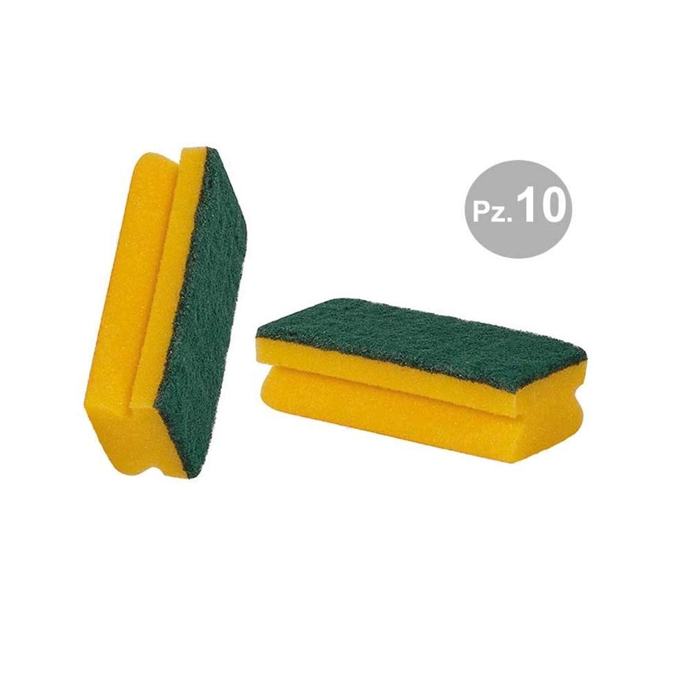 Éponge abrasive Maxi avec manche - Lot de 10 pièces 70 x 150 x 45 mm