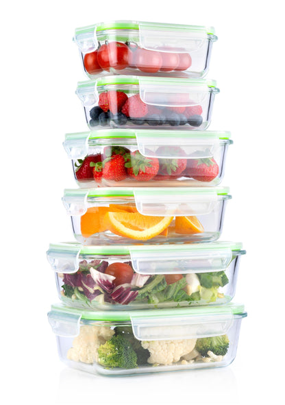 Set 6 Contenitori Salva freschezza in Vetro Borosilicato con Coperchio - 370ml, 640ml, 1050ml