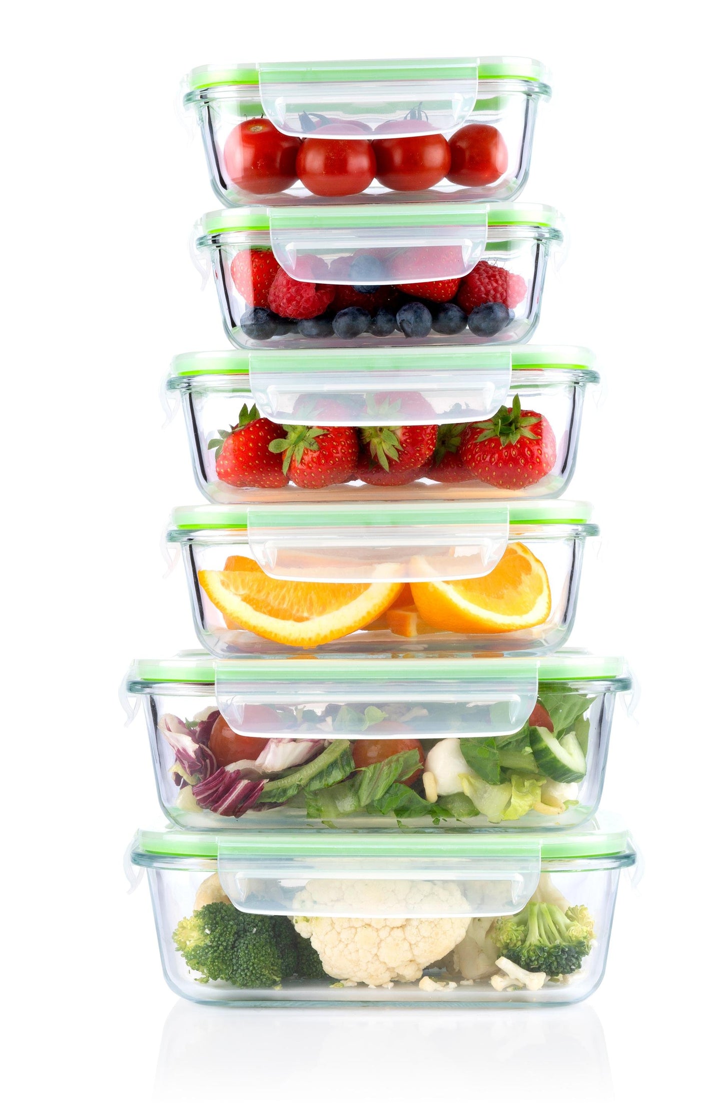 Set 6 Contenitori Salva freschezza in Vetro Borosilicato con Coperchio - 370ml, 640ml, 1050ml