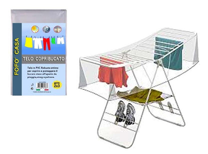 Telo in pvc per stendinbiancheria copribucato salvabucato da pioggia,polvere smog cm.200x300