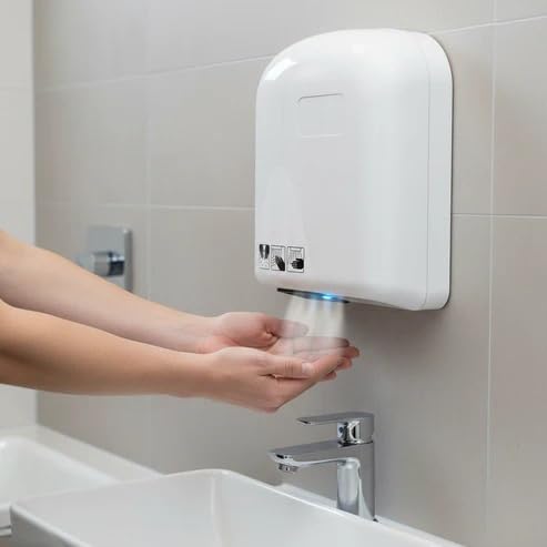 Electric Hand Dryer Mod. Ventos in ABS, Dimensions 220 x 150 x 280 h, for Safety with Stop and Go Photocell
