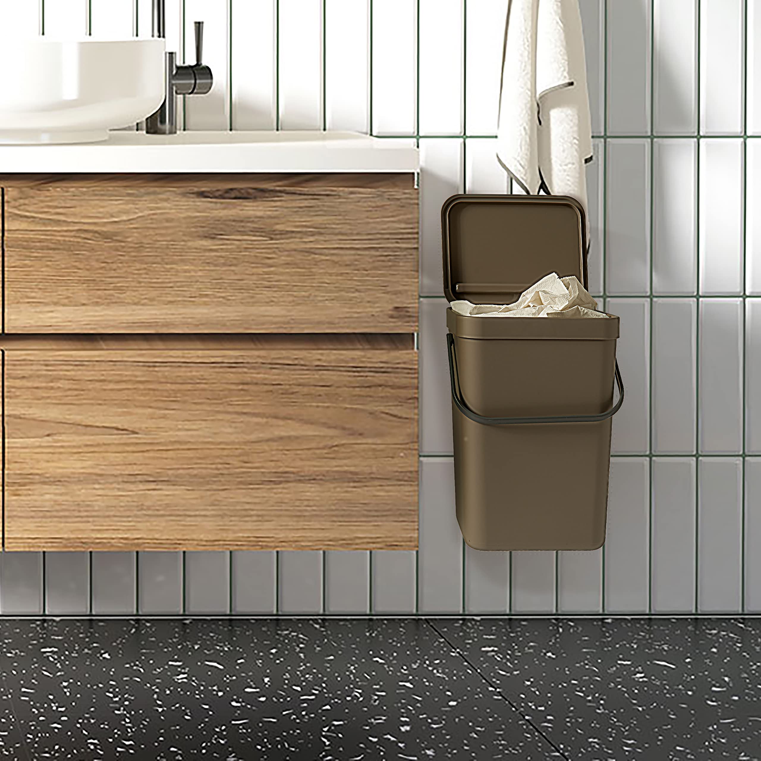 Pattumiera Umido da Appendere 12L Gino - Bidone Organico Cucina 2 Colori