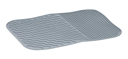 Tappetino scolapiatti per lavello – accessori da cucina – base cucina in silicone con nervature – tappetino scolapiatti lavabile in lavastoviglie 34,5 x 26,5 cm – grigio