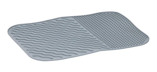 Tappetino scolapiatti per lavello – accessori da cucina – base cucina in silicone con nervature – tappetino scolapiatti lavabile in lavastoviglie 34,5 x 26,5 cm – grigio