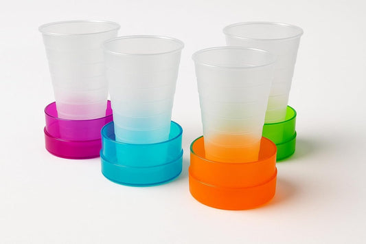 Lot de 4 gobelets pliables, 115 ml, en plastique, couleurs assorties