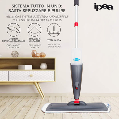 Aluminum Spray Mop with Microfiber Cloth - Super Lightweight - Spray Mop with Bottle for Washing Floors, Removing Dust, Cleaning Glass