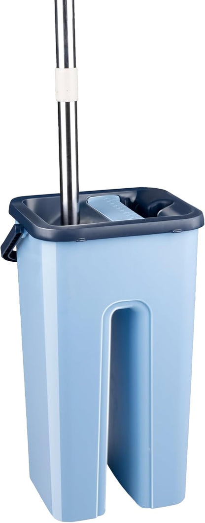 Set Mocio e Secchio con 2 Panni Microfibra - Rotazione 360°