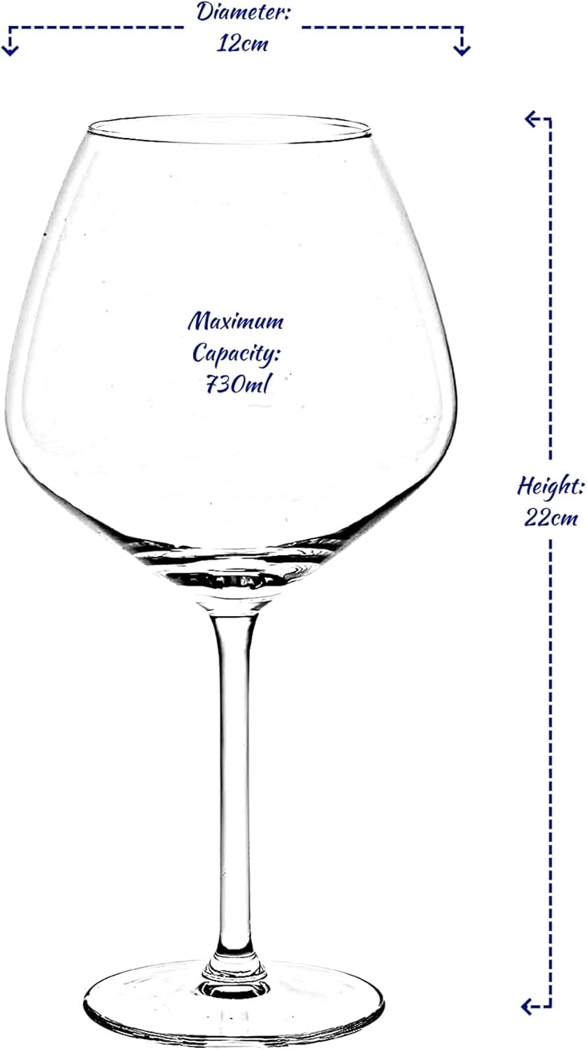 Set 4 bicchieri gin tonic Alpina stile Copa da 730ml. Calici balloon eleganti in vetro per cocktail e G&T. Perfetti per casa, bar e regali