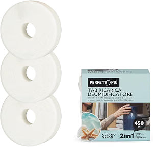 Ricarica Tab Cristalli Attivi per Deumidificatore Perfetto | 3 Pz × 450g – Fragranza Oceano