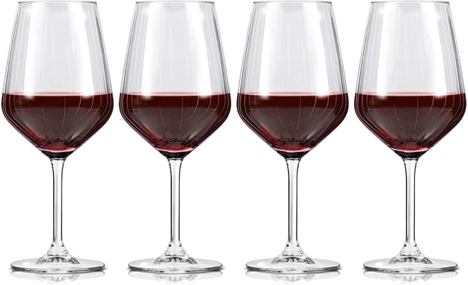 Set 4 Calici Vino Rosso Alpina 500ml - Base Robusta Vetro