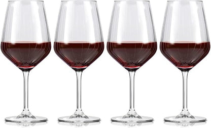Set 4 Calici Vino Rosso Alpina 500ml - Base Robusta Vetro