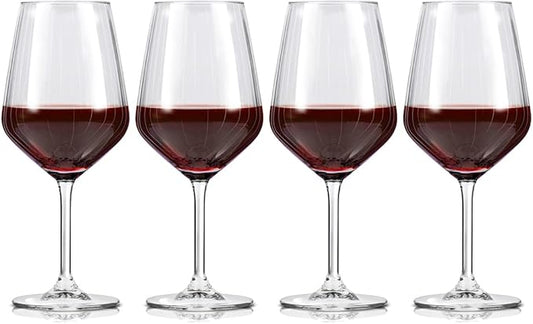 Set 4 Calici Vino Rosso Alpina 500ml - Base Robusta Vetro