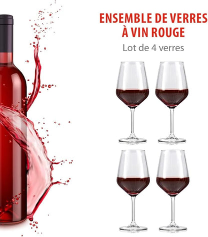 Set 4 Calici Vino Rosso Alpina 500ml - Base Robusta Vetro