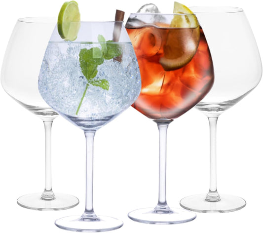 Set 4 bicchieri gin tonic Alpina stile Copa da 730ml. Calici balloon eleganti in vetro per cocktail e G&T. Perfetti per casa, bar e regali