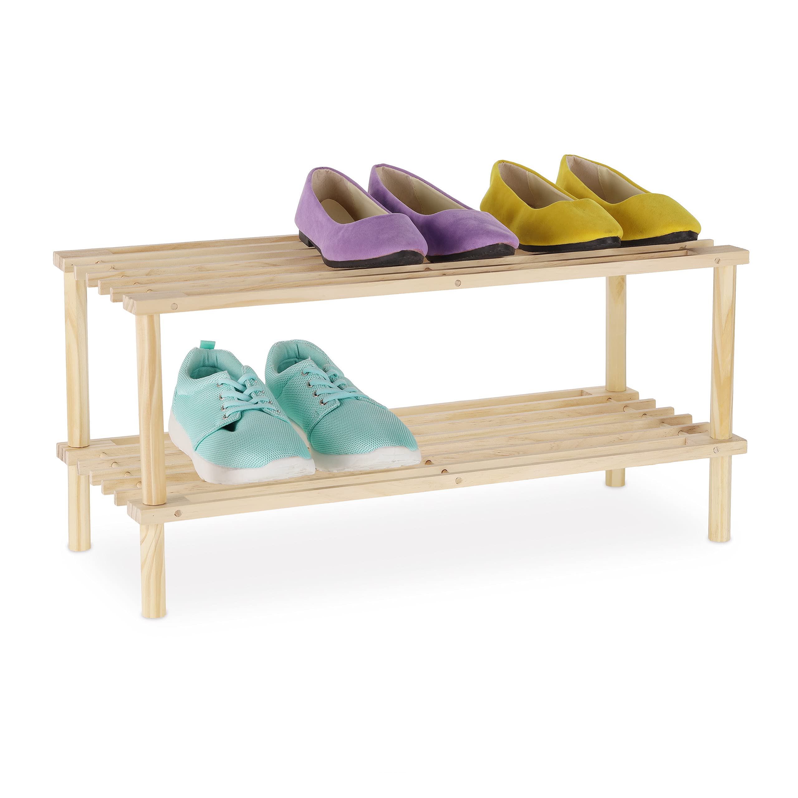 Scarpiera Bassa Legno 2 Ripiani - Porta Scarpe 4 Paia