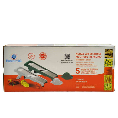 Mandolina Affettaverdure Professionale Acciaio Inox - Regolabile con Tampone Salvamano