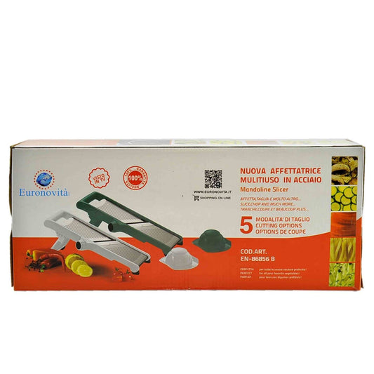 Mandolina Affettaverdure Professionale Acciaio Inox - Regolabile con Tampone Salvamano
