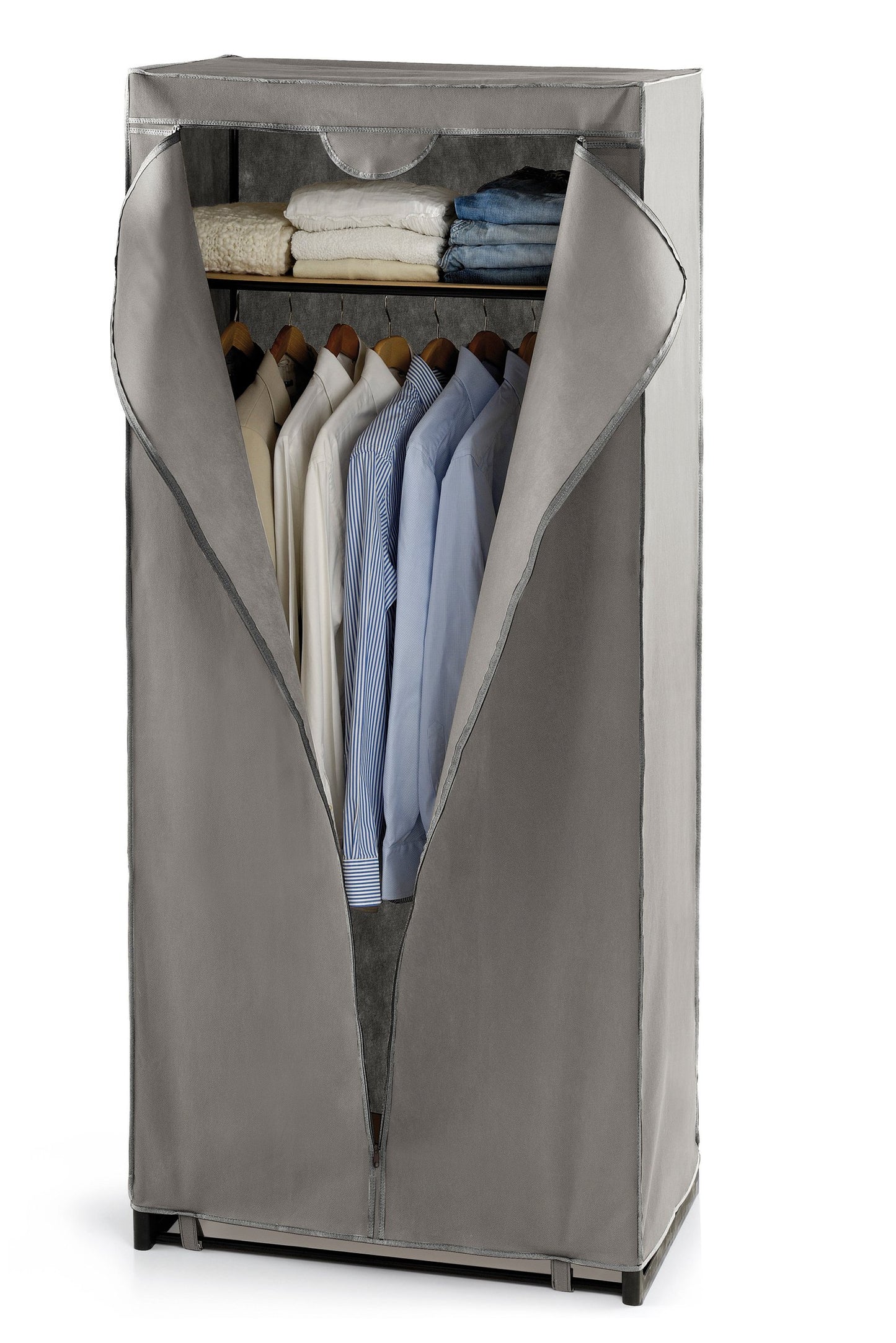 Perfetto Gastone Cabinet, Metal and Fabric, Ecru, 80x50x180 cm