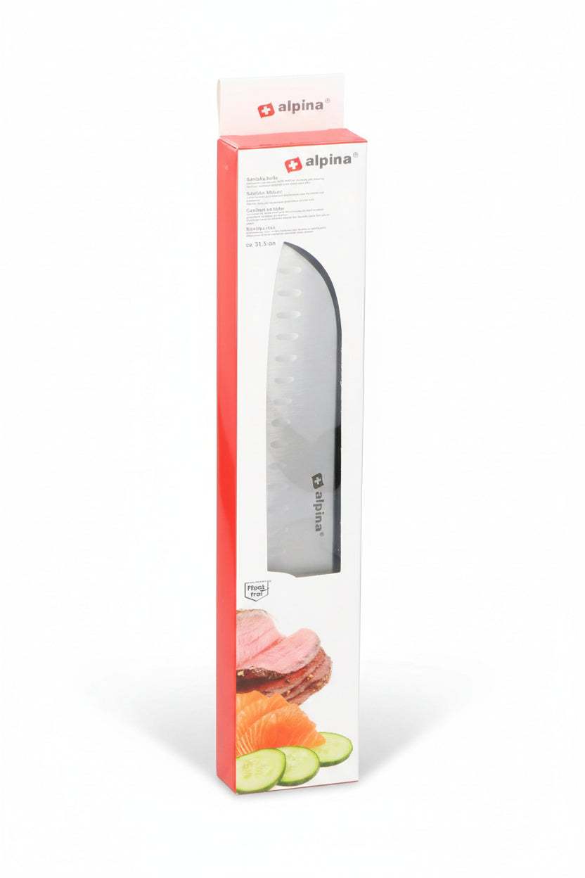 Coltello Santoku 32 cm – Lama Alveolata in Acciaio Inox, Manico Ergonomico