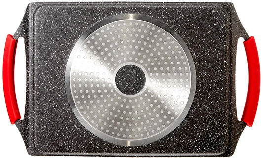 Griglia Bistecchiera Pietra Vulcanica 46cm Euronovità - Rivestimento Stone Fondo Induzione
