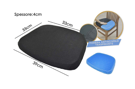 Cuscino Gel Ortopedico per Postura 42x35cm - Allevia Sciatica, Mal di Schiena, Coccige - Con Fodera 970g