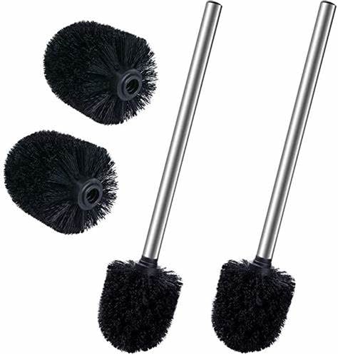 Toilet Brush with Stainless Steel Handle, Black Thread