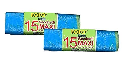 BLUE GARBAGE BAG Roll 15 pcs Size MAXI CM.70x75 WITH HANDLES for IRPOT ECOPLAST DUSTBIN 28 LT 35 LT