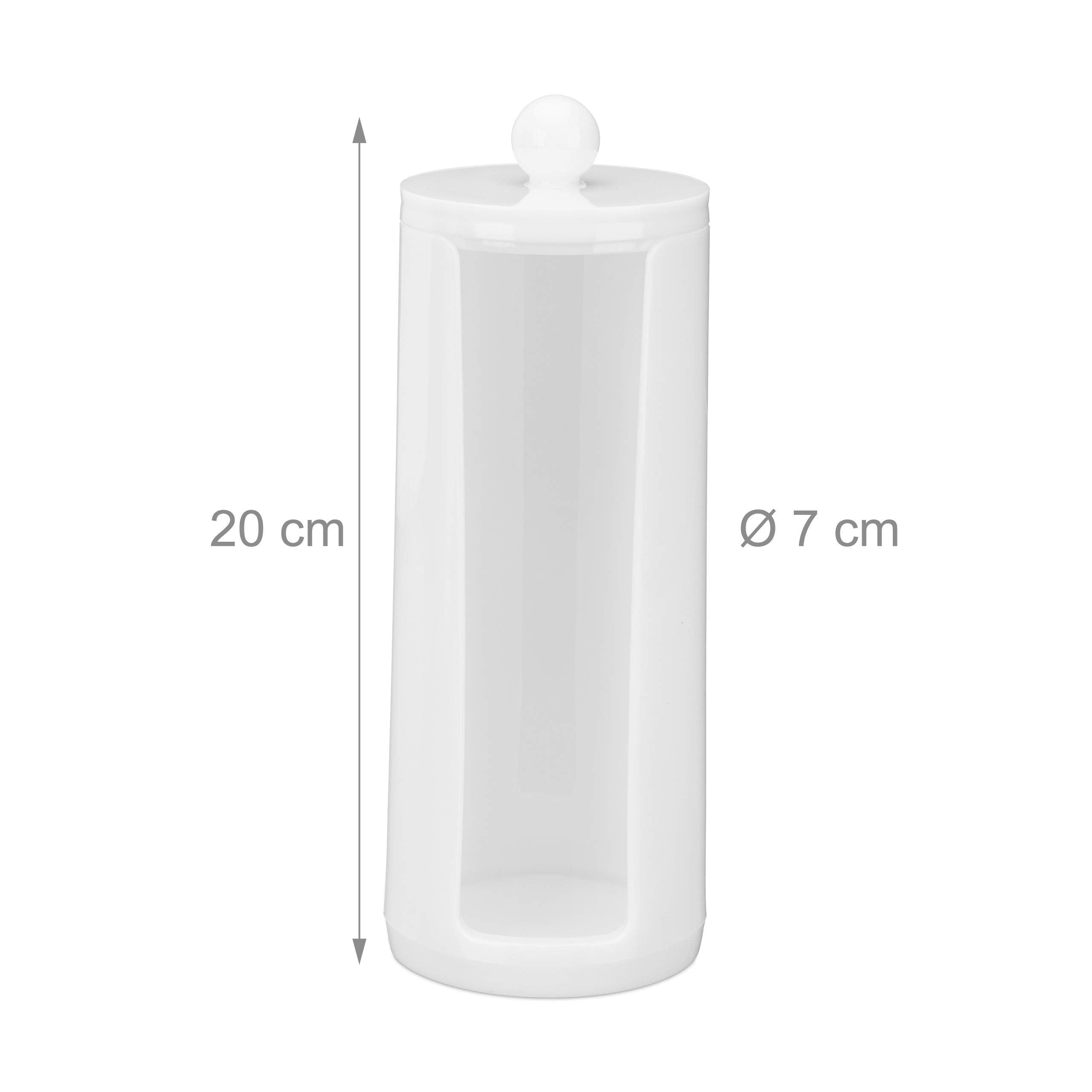 Set da 2 Dispenser per Dischetti di Cotone, Acrilico, Cilindrico, con Coperchio, Bagno, 20x7cm, Vari Colori