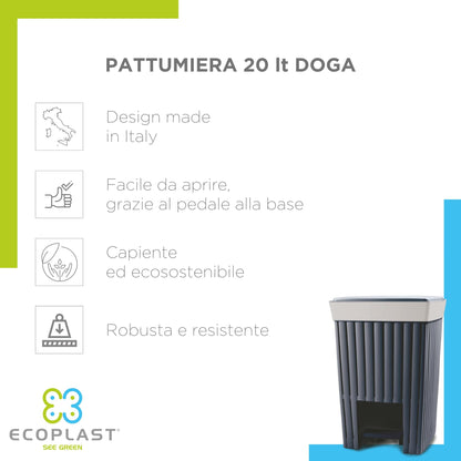 Pattumiera a Pedale Ecoplast 20L - Contenitore Igienico con Coperchio Made in Italy