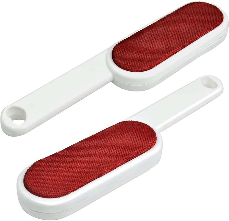 SET OF 2 DOUBLE-DIRECTION VELVET BRUSHES FOR FABRICS, IN WHITE PLASTIC