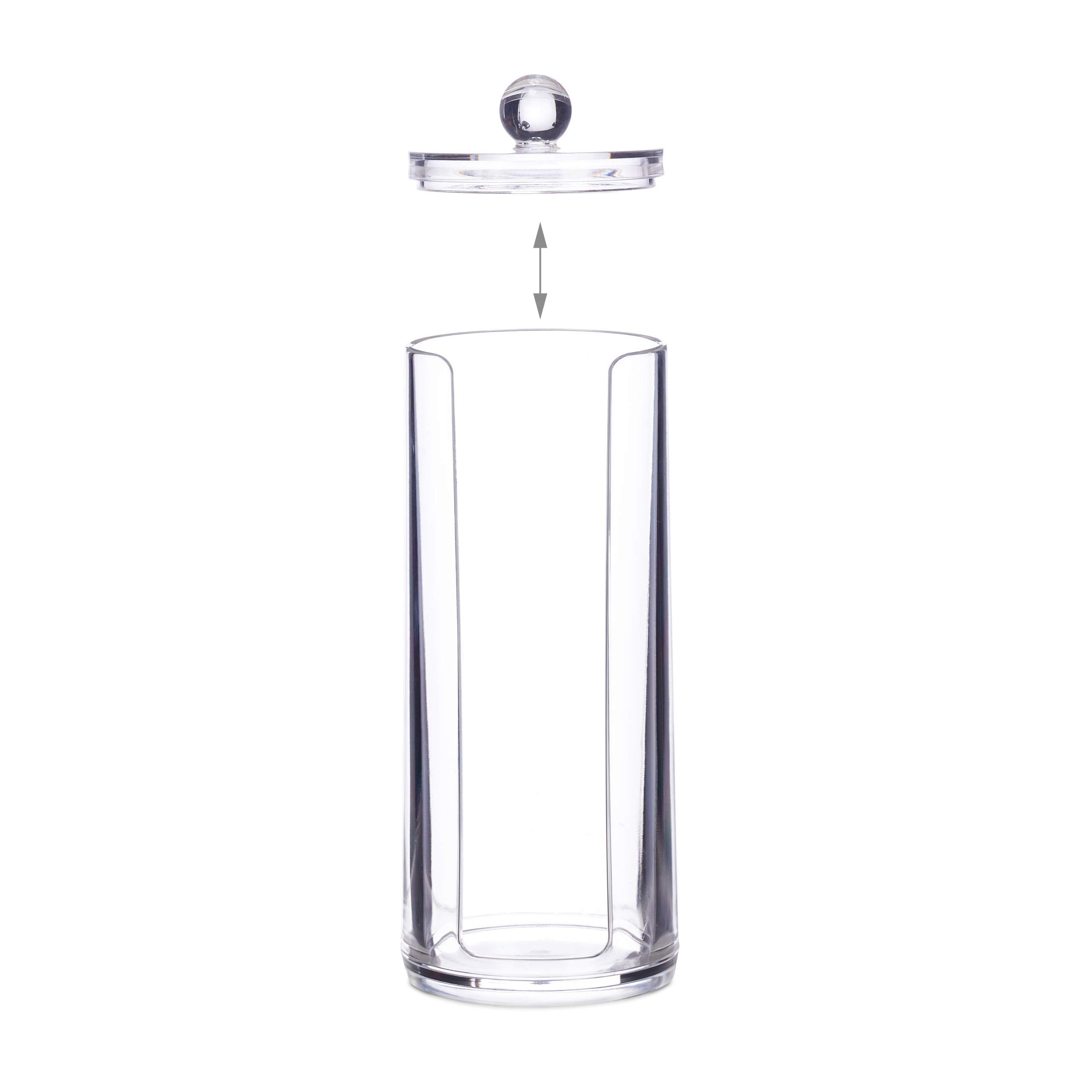 Set da 2 Dispenser per Dischetti di Cotone, Acrilico, Cilindrico, con Coperchio, Bagno, 20x7cm, Vari Colori