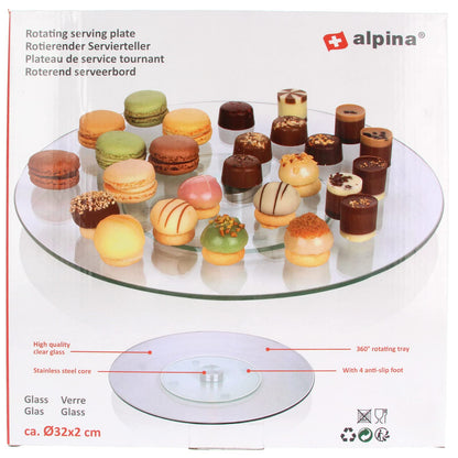 Piatto rotante in vetro 16.2/32.2cmx1.6cm