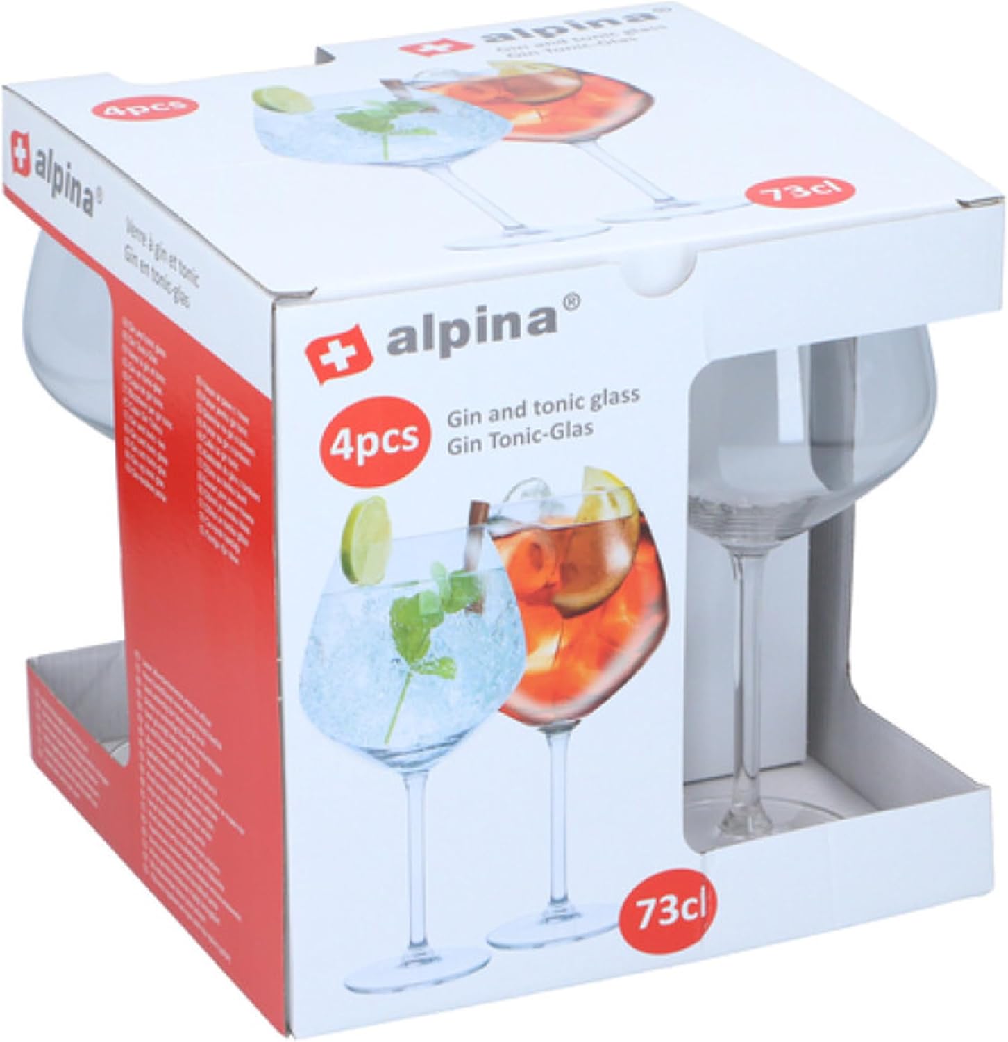 Set 4 Bicchieri Gin Tonic 730ml Copa Balloon Vetro Alpina