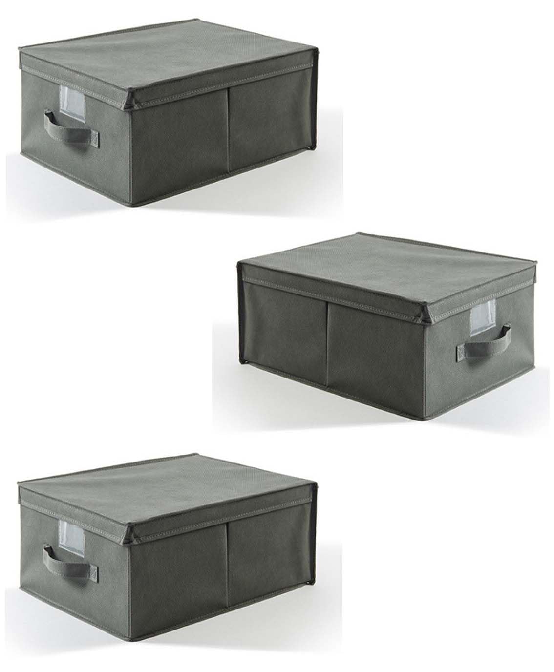 Set 3 Scatole Portaoggetti Pieghevoli con Coperchio