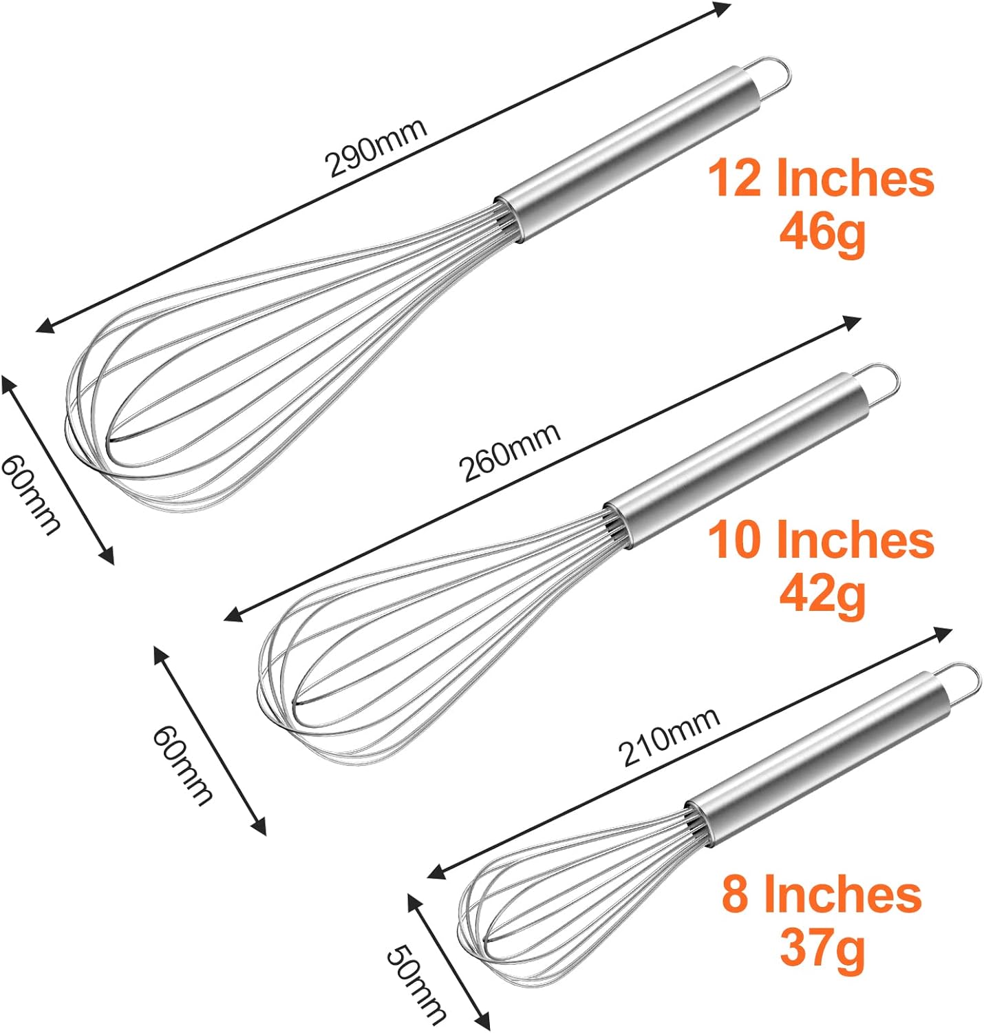 Set 3 Fruste Cucina Acciaio Inossidabile 20-25-30 cm