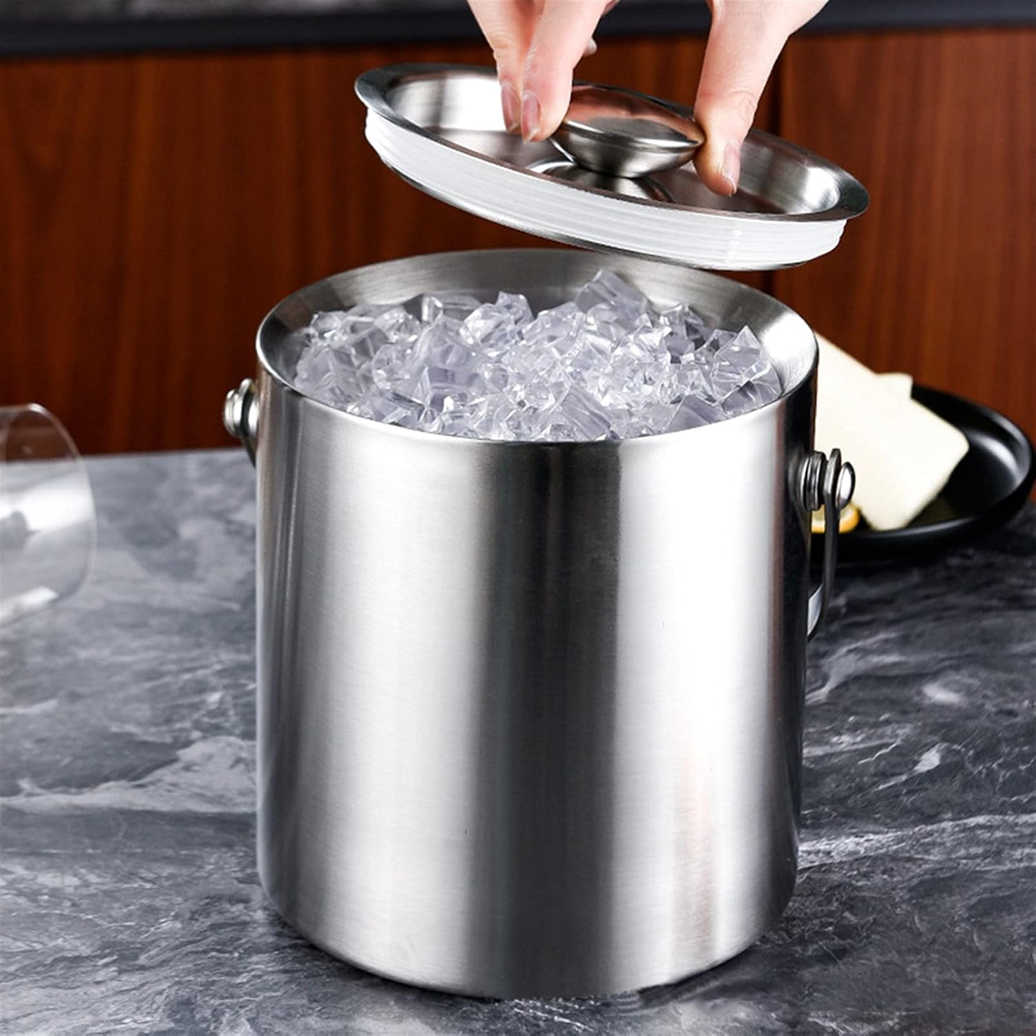 Secchiello Ghiaccio Acciaio Inox 2L - Doppia Parete con Coperchio