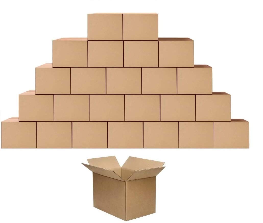 FOLDABLE CORRUGATED CARDBOARD BOXES FOR MOVING AND SHIPPING SIZE 20X15X25 CM. COLOR HAVANA