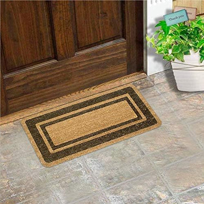 Zerbino Cocco Naturale Bordo Decorativo - Antiscivolo Interno/Esterno - 4 Dimensioni 3 Colori