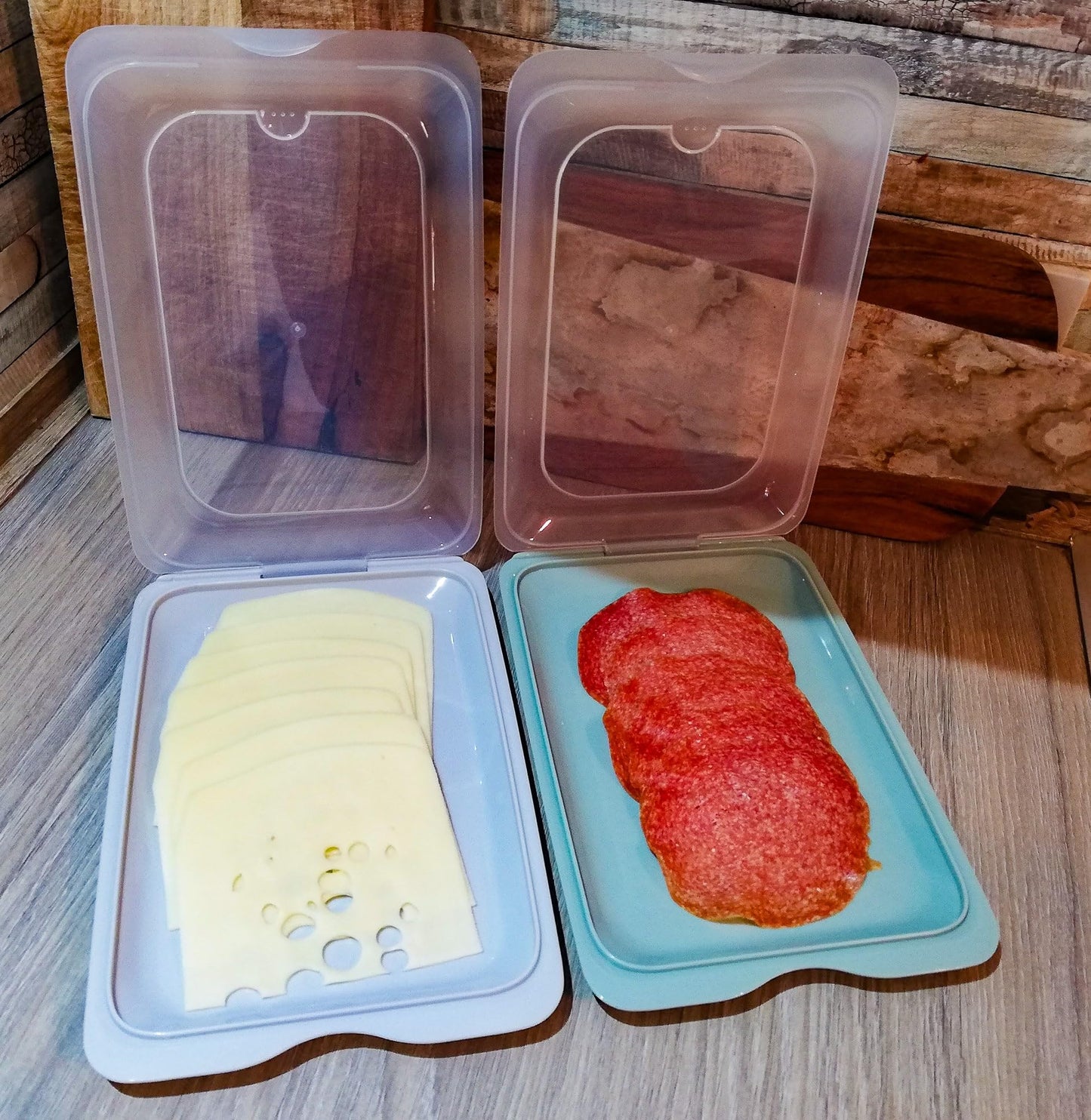 Set 4 Contenitori Salumi e Formaggi 25x17cm - Porta Affettati Impilabili Frigorifero - Lavastoviglie