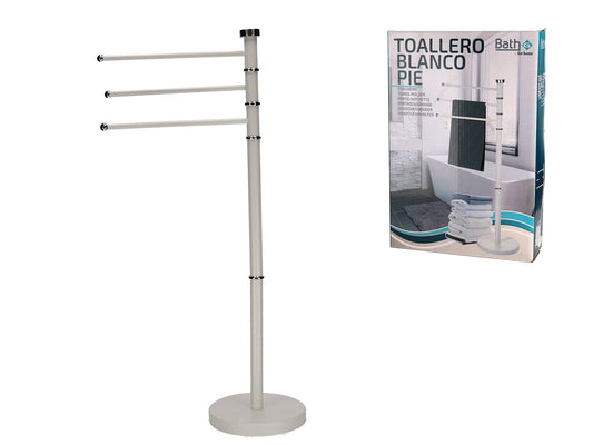 Portasciugamani a 3 bracci, con porta asciugamani, girevole a 360°, 70 x 30 x 20 cm, colore: Bianco