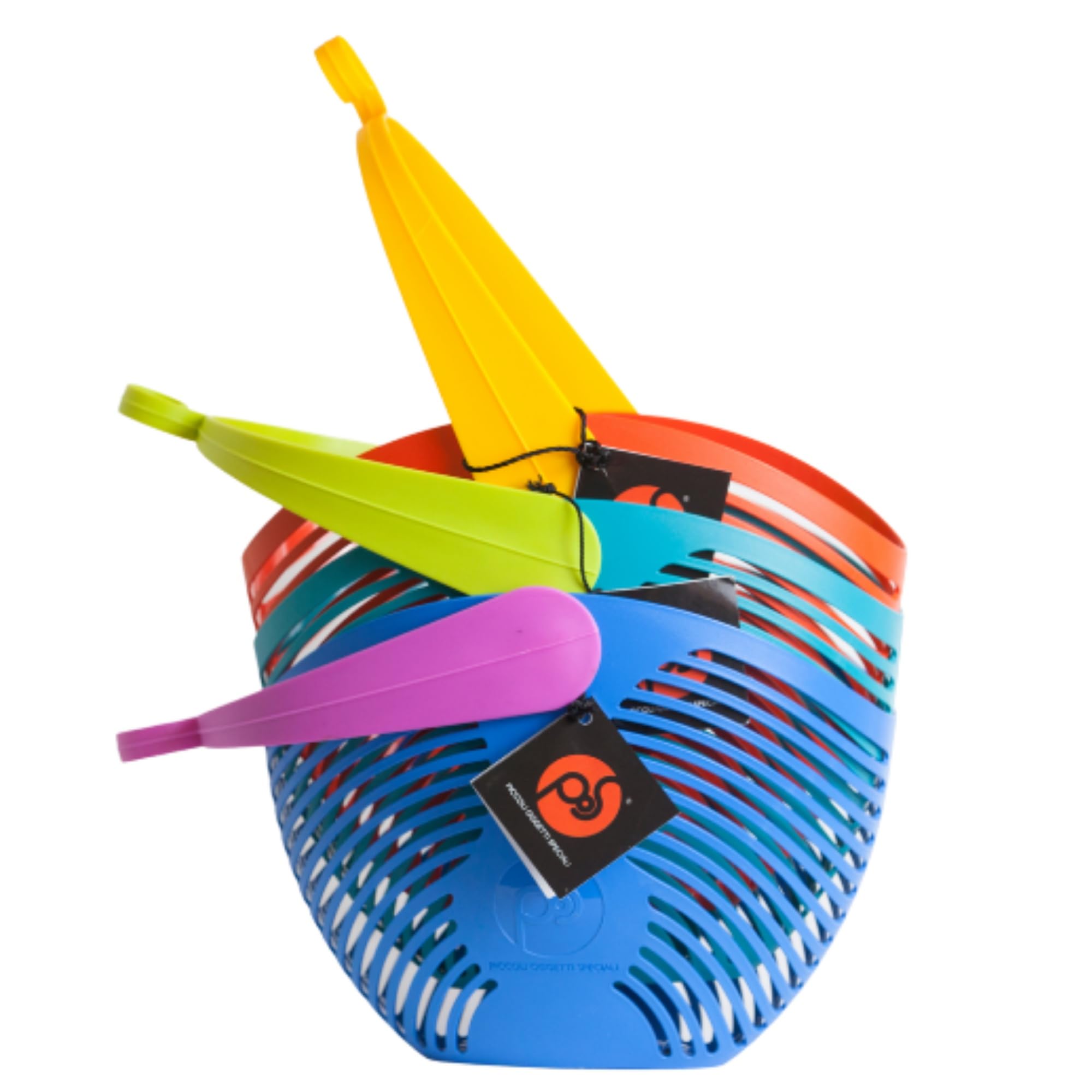 Ecoplast | Arya Clothes Peg Holder, Clothesline Peg Basket in Assorted Colors (Blue/Turquoise/Orange), Made in Italy